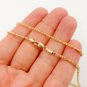 14K Solid Gold Round Figaro Link Chain